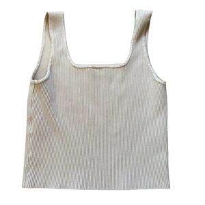 Abercrombie &Fitch Thick Ribbed Knit Tank Top Cropped Size L Square Neck Lounge